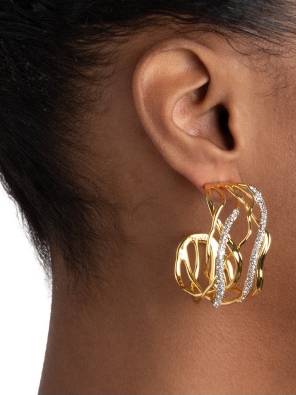 Alexis Bittar Solanales Crystal Woven Hoop Earrings - Picture 5 of 7